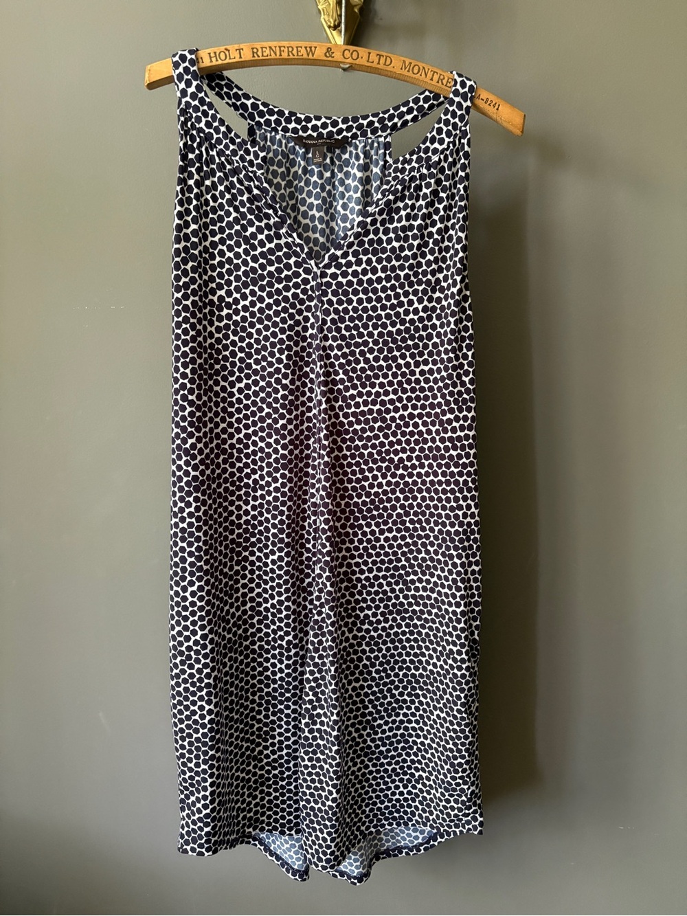 Banana Republic Navy and White Polka Dot Blouse